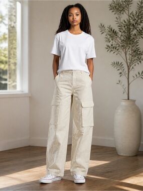 Line & Dot Cream Jacquard Cargo Pants